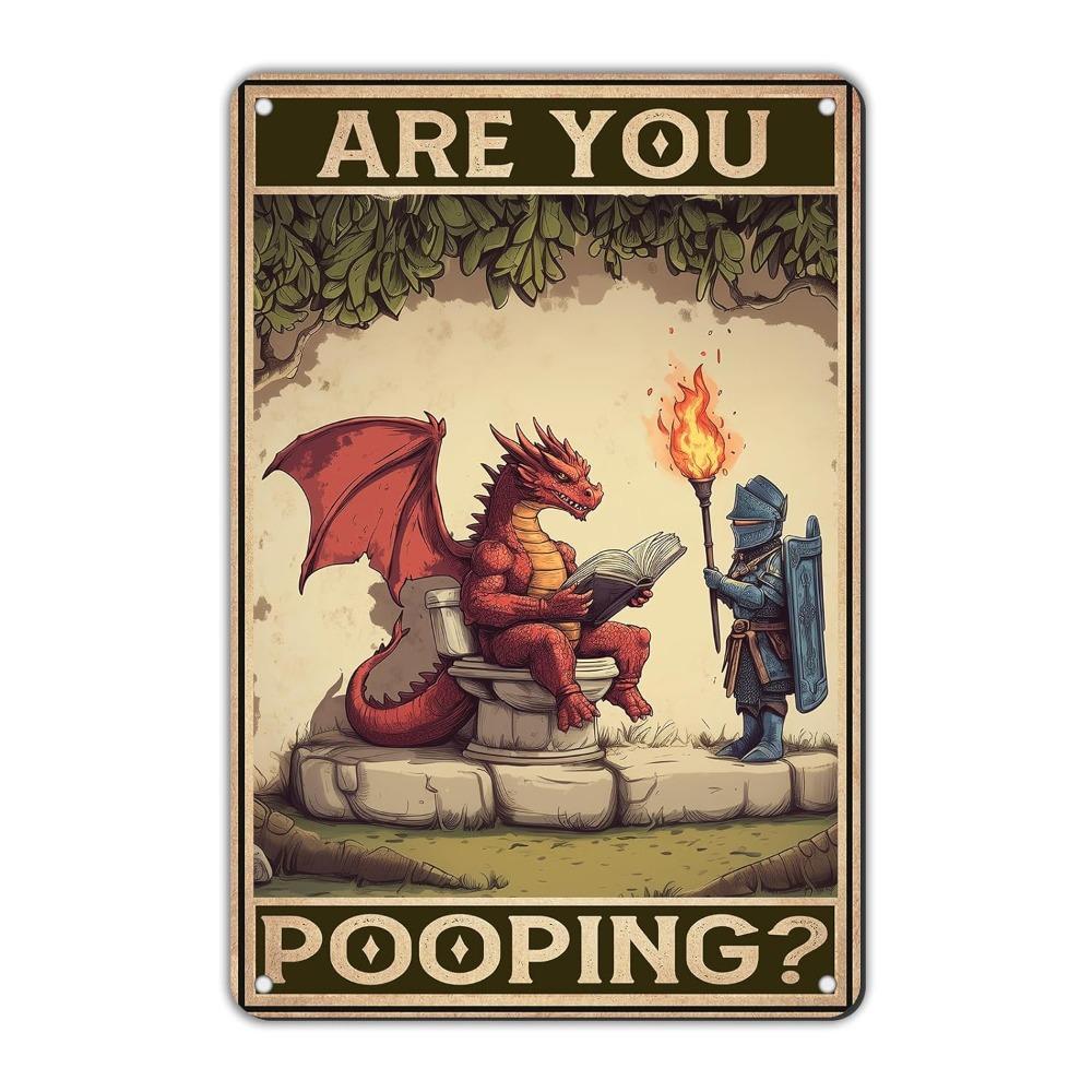 GJXFTPTTBDDragonToothTinSign GJXFTPTTBD Vintage Dragon Tin Sign 12*8in - Brush Your Teeth Retro Metal Art, Bathroom Wall Decor