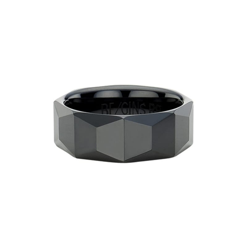 BE/GINS Black 4-Sided Cut Ceramic Ring