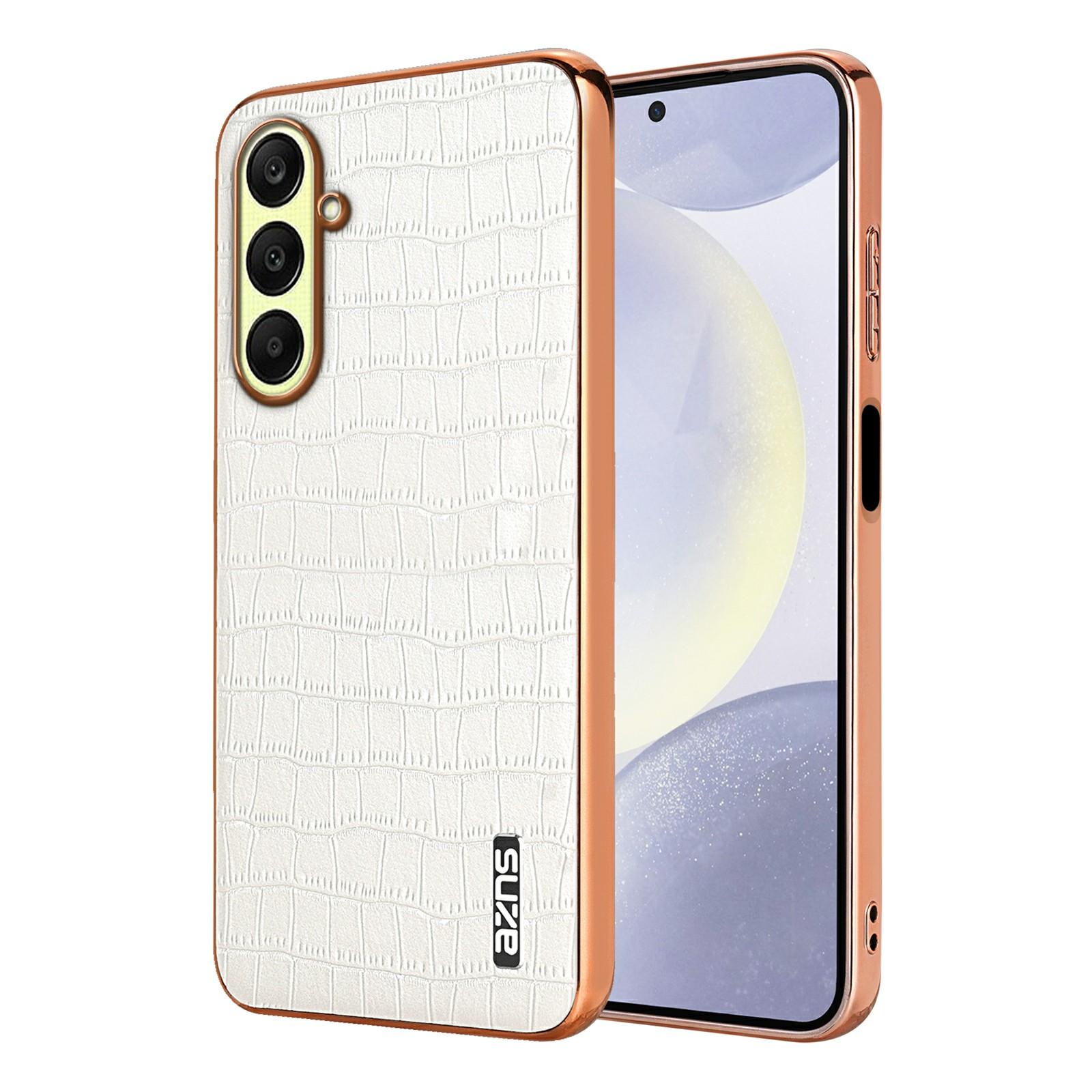 

AZNS Чохол для Samsung Galaxy A17 5G Гальванопластика Текстура крокодила PU+TPU Чохол для телефону White