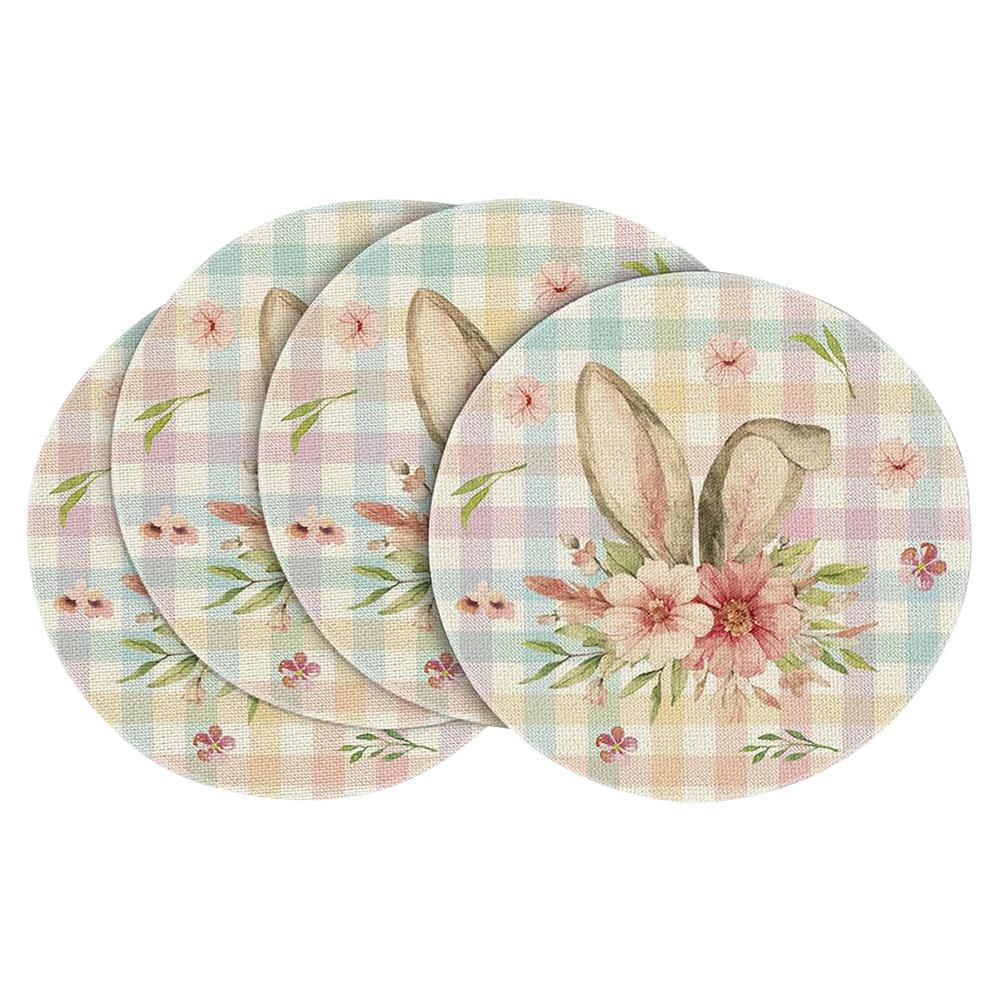 

4 шт. Пасхальные круглые салфетки из льна, весенние, фермерские, круглые подставки на стол, весенние праздничные круглые подставки на стол для украшения столовой