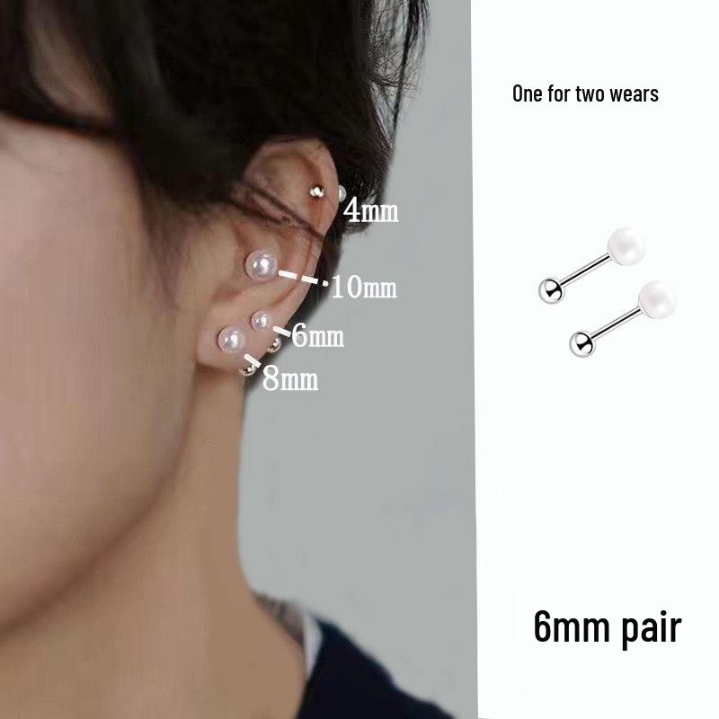 Boucles d'oreilles coréennes rétro perle aiguille argent 925 pour femmes - Style célébrité