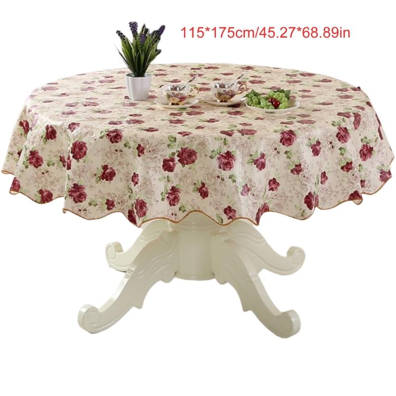 Florals Pattern Tablecloth Oilproof Waterproofs Easy Cleaning Round Table Cover for Home Restaurant Decors Table Cloth