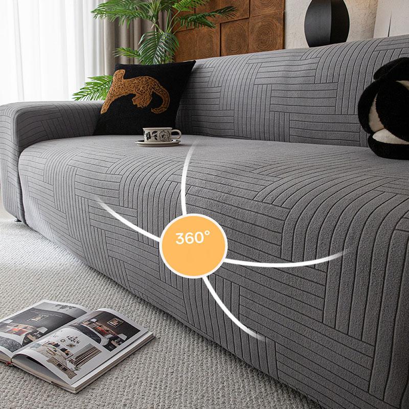 Simple Solid Polar Fleece Sofa Cover High Elastic Soft Couch Slipcover for Four Seasons Easy-Care All-Cover Armchair Protector