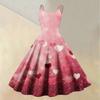Damen-Kleid mit Valentinstag-Liebesherz-Print, sexy, schulterfrei, Vintage-Kleid