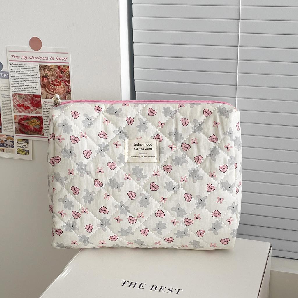 Cartoon Rabbit College Girls Cosmetic Bags Sweet Love Heart Women's Travel Storage Bag Portable Female Makeup Case Handbags
