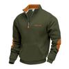 Men's Casual Oversized Solid-Color Outdoor Fleece-Lined Patchwork Zipper Stand-Up Collar Sweatshirt