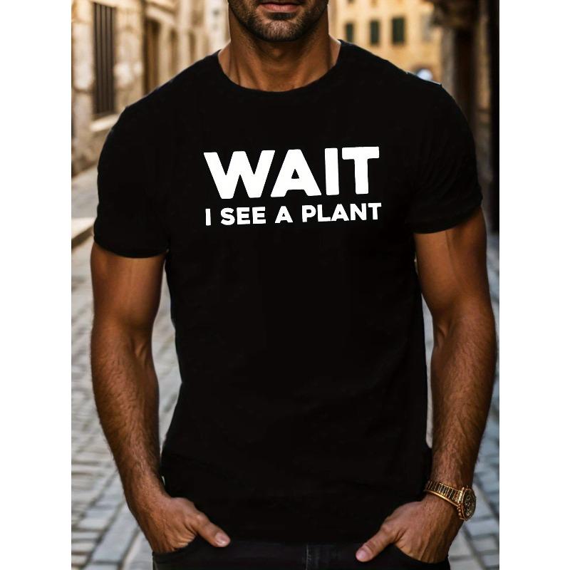 

I See A Plant Print Tee Shirt, Tees For Men, Casual Short Sleeve T-shirt For Summer 4XL чорний
