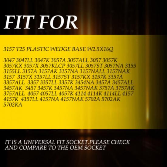 4PC 3457 3157 Universal Pigtail Wire Socket Two Harness Front Turn Signal Light