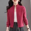 Women's Petite Short Stand Collar Knit Cardigan, Loose Fit for Spring/Autumn 2026.