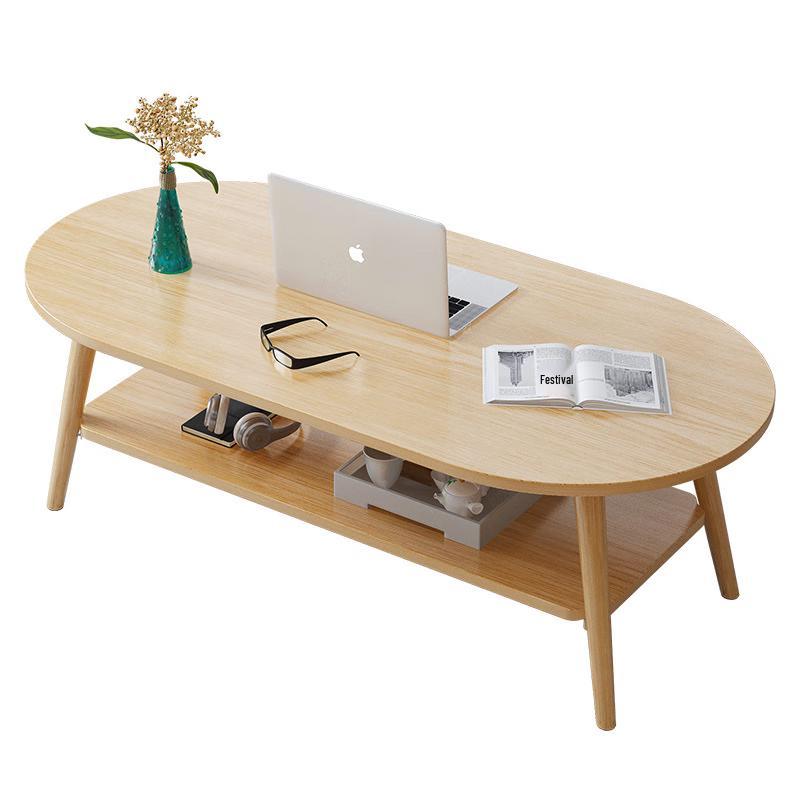 Minimalist Oval Double-Layer Coffee Table