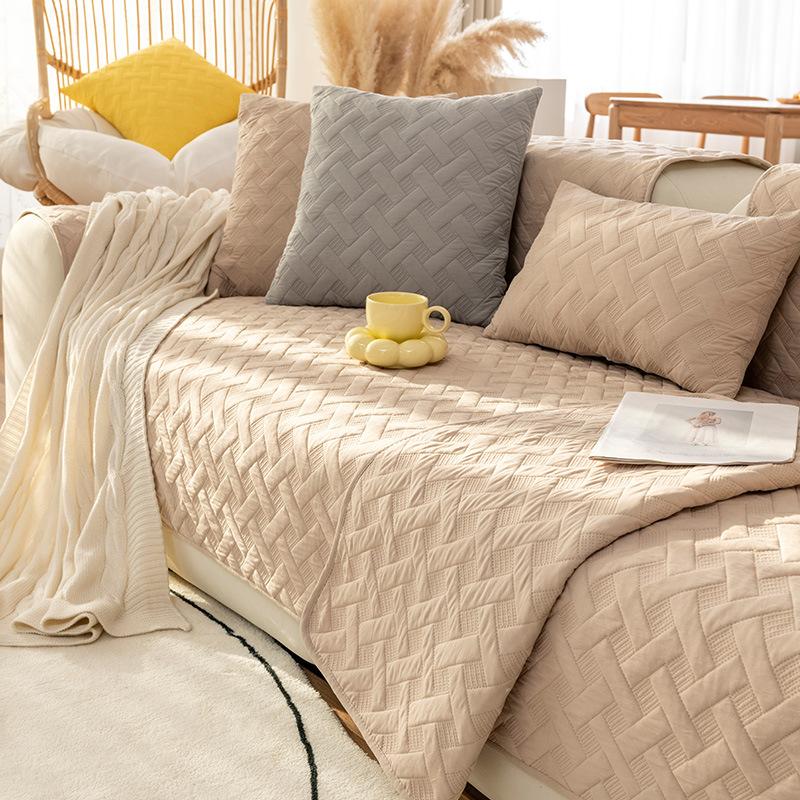 Nordic Pure Cotton Sofa Cushion Simple Modern Four Seasons Universal Non-Slip Fabric Seat Cushion Leather Sofa Cover Cover Cloth Towel