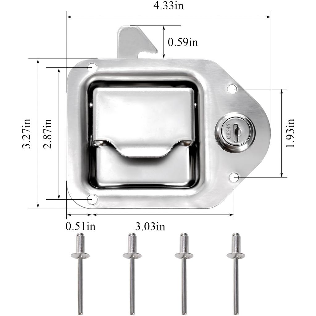 Elsjoy 2 Pcs Truck Toolbox Latch Stainless Steel Trailer Toolbox Latch Replacement RV Paddle