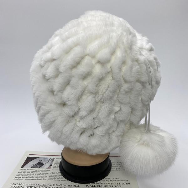 

Россия Женская Зимняя Шапка из Меха Кролика Рекс Вязаные Меховые Шапки Стильная Настоящая Теплая Женская Шапка-Помпон из Меха Лисы Шапки с Помпоном из Меха Кролика Рекс One Size белый