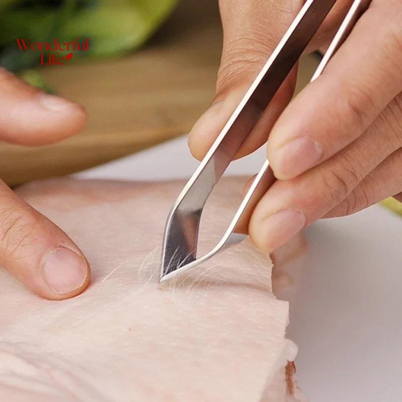 1Pcs Stainless Steel Fish Bone Tweezers Pincer Clip Puller Remover Tongs Fish Bone Plucking Clamp Kitchen Gadgets Seafood Tools