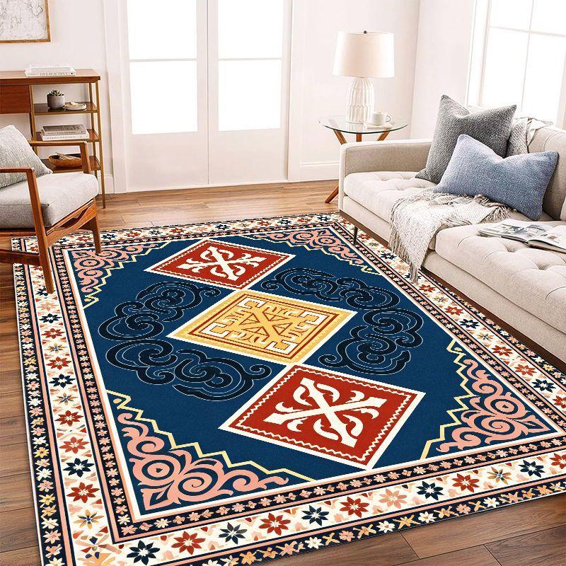 Retro Bohemian Geometric Kilim Area Rug Soft Non Slip Washable Floor Carpet for Living Room Bedroom Study Home Decor