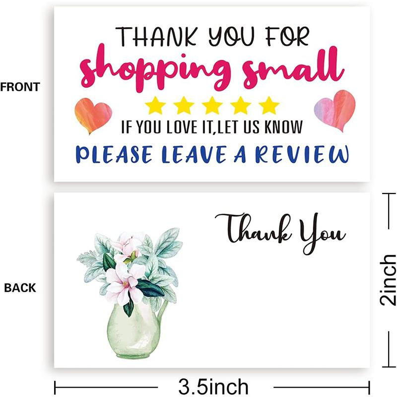 50pcs Thank You For Shopping Thank You Card Heart Shopping Purchase Greeting Cards for Small Business Owners Package Inserts