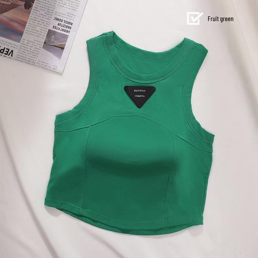 

Жилет из чистого хлопка со встроенным бюстгальтером и стильной спинкой - Дышащий, удобный, идеально подходит как нижний слой или топ. One Size