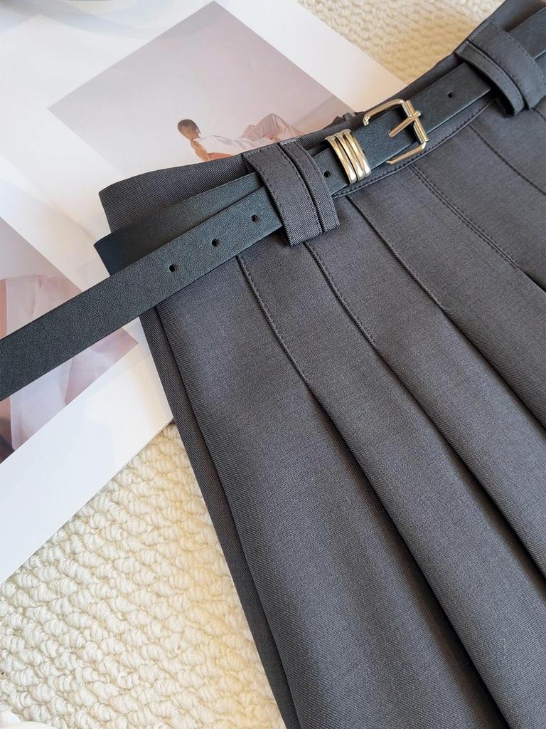 Women's College Style Gray A-Line Pleated High Waist Skirt - Spring/Summer 2026