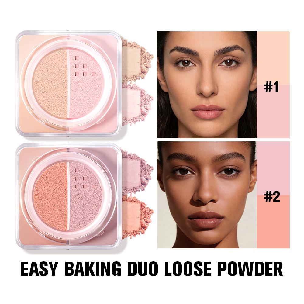 Xiaomi 2 In 1 Bake Loose Powder Brightening&Correcting Duo Brightening Correcting Blurred Pores Matte LongLasting Setting Powder Makeup
