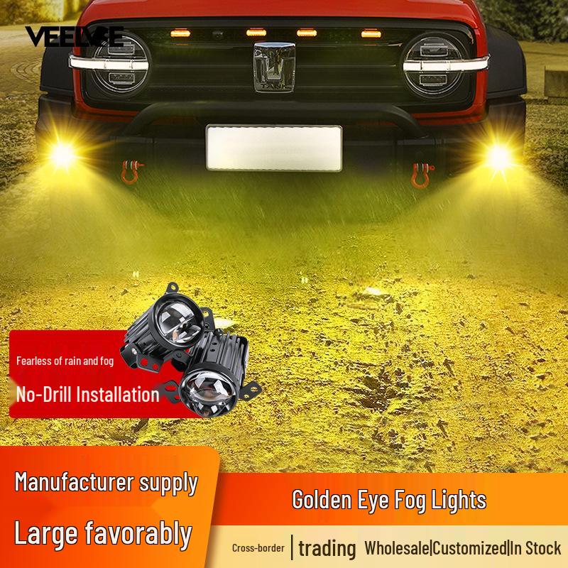 Tank 300 Double Lens Yellow LED Fog Light, High/Low Beam, High Brightness, Golden Eye.