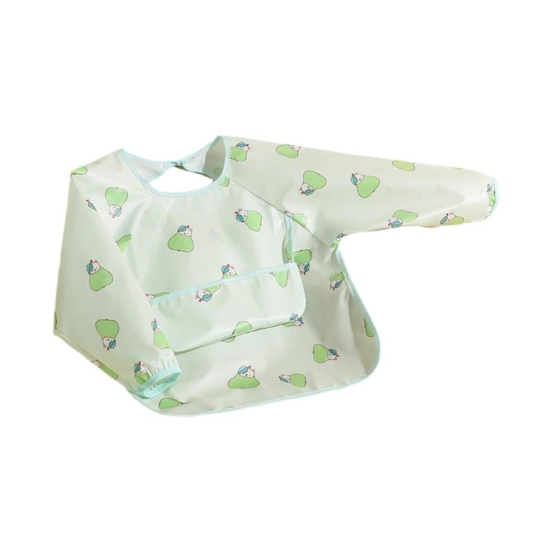 Miękki Lekki Śliniak do Karmienia Dziecka z Pełnym Zakryciem Rękawów, Wielofunkcyjny Fartuch z Kieszenią na Jedzenie dla Niemowląt i Małych Dzieci