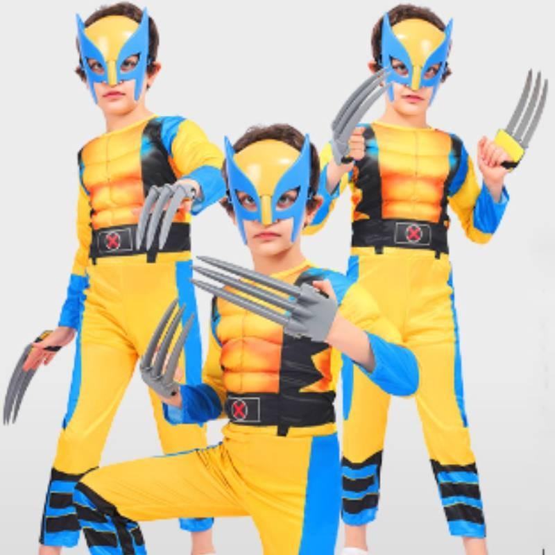 Comfortable Cotton Wolverine Costume Full Bodysuit For Halloween And Children's Day Celebrations