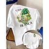 Hot Casablanca Aesthetic Architectural Graphic Print T-Shirt Men Women Cotton O-Neck Short Sleeve Summer Tee Neutral Streetwear Casual Oversized Top