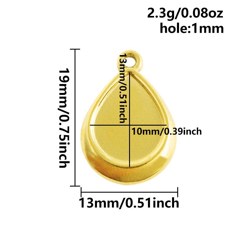 6 Stück Herz Quadrat Wassertropfen Oval Cabochon Basis Fassung Anhänger Edelstahl Charms Für Schmuckherstellung Großhandel DIY Materialien