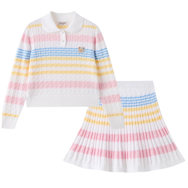 PawinPaw Cartoon Bear Girls  Knitted Outfit Set 150