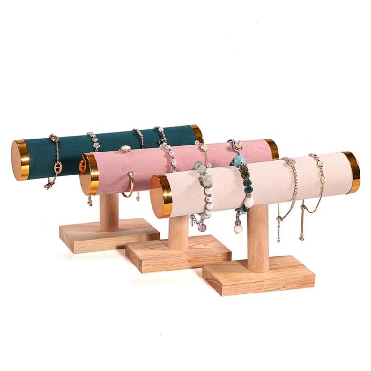 Wood Jewelry Display Rack Versatile Wood Bracelet Holder Single Layer Stand Rack for Jewelry and Watch Storage