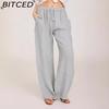 BITCED 10Color Women's Fashion Casual Solid Color Print Pants & Capris