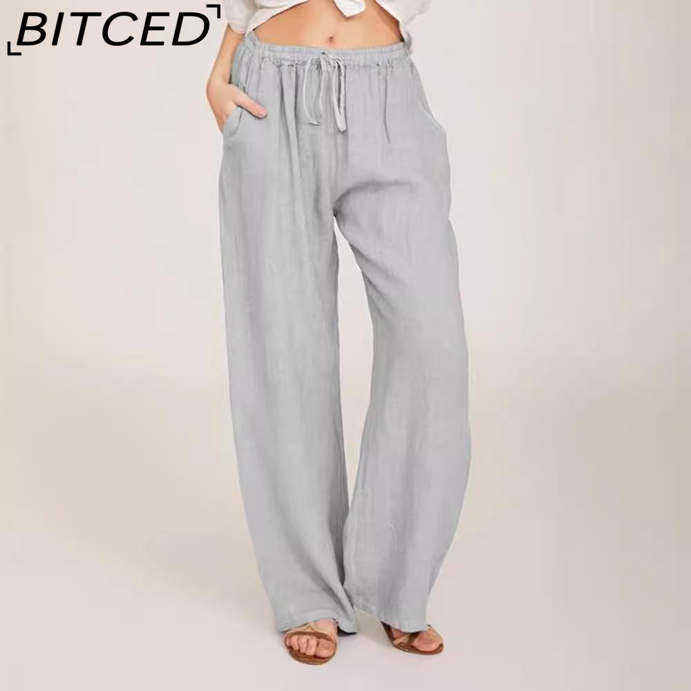 BITCED 10Color Women's Fashion Casual Solid Color Print Pants & Capris