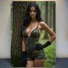 Vintage Metal Wall Art Sign Army Green Iron Girl Bodysuit 8x12 Inch Pre-Drilled Home Decor