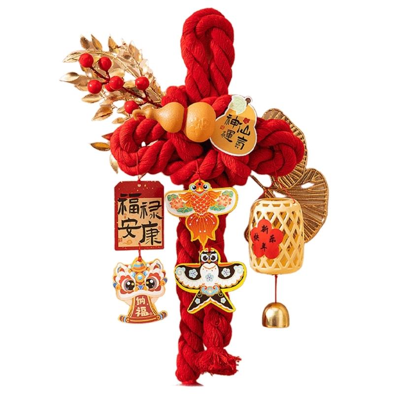 Handcrafted Cotton Thread Auspicious Knot Ornament New Year Pendant for Holiday Parties and Gifting