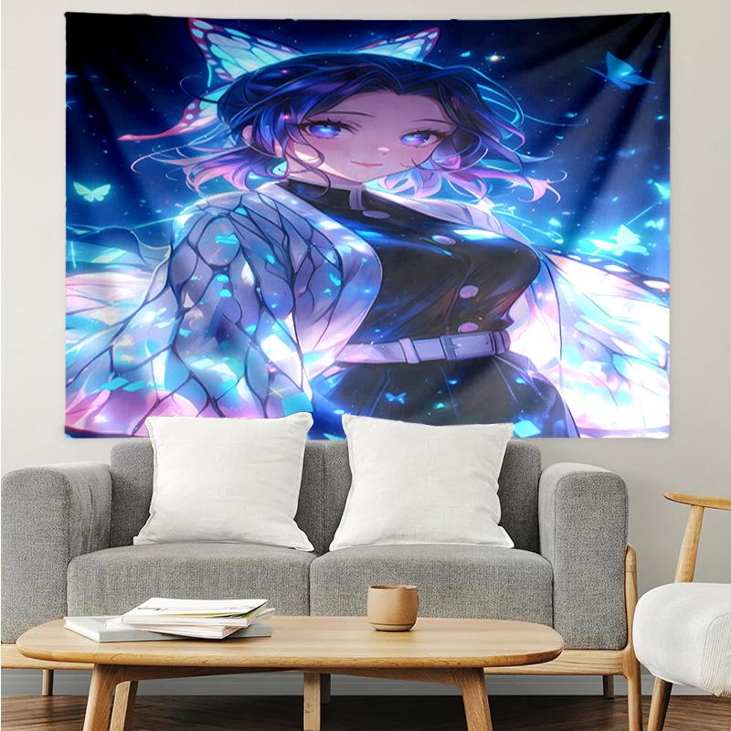 Demon Slayer Shinobu Kocho Tapestry for Bedroom Aesthetic Classroom Tapestries Wall Hanging for Living Room Dorm Office,Ideal Creative Gift