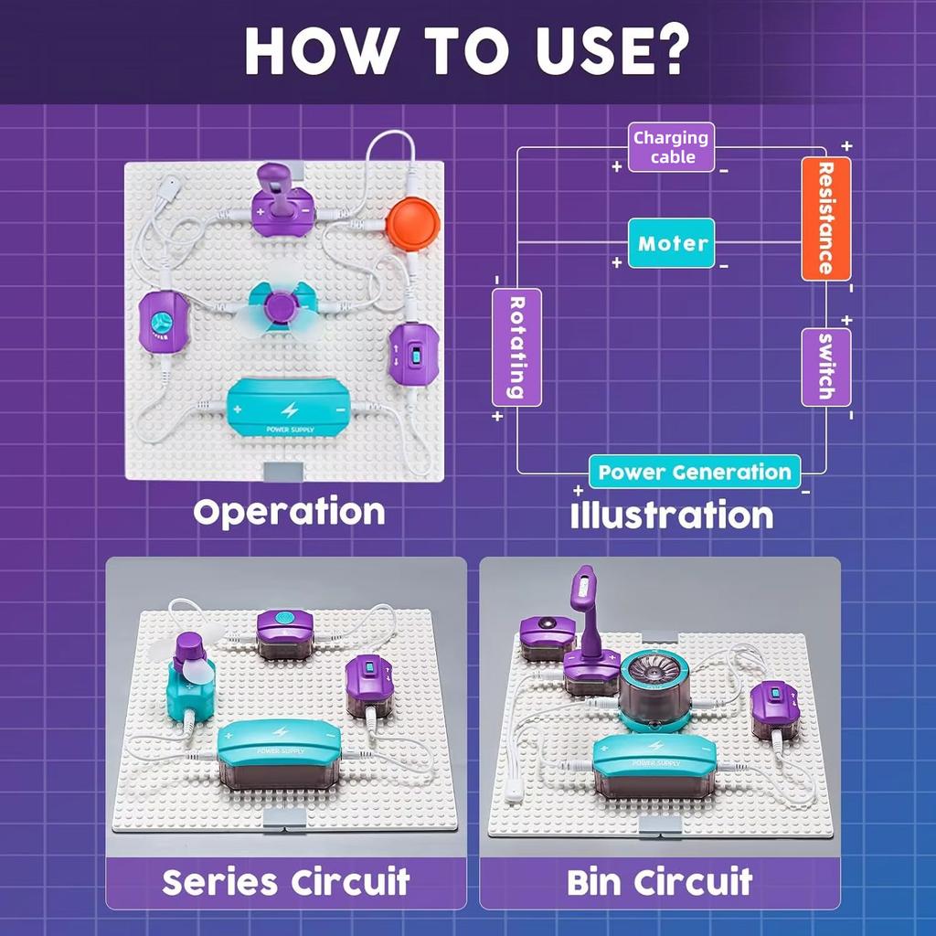 Children Science Educational Games Electronic Building Blocks Toys Experiment Set Physics Circuit Experiment Handmade Kits Kids