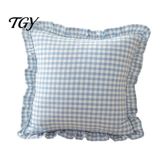 Federe Comode in Cotone Copricuscino Ruffle, Custodia a Quadri con Bordo Arricciato, Copricuscini da Divano 18x18 Pollici 20x12 Decorativi per Farmhouse
