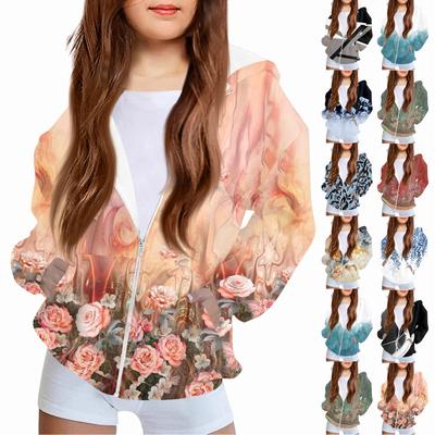 Children's Fashion Printed Long Sleeved Hooded Sweatshirt Girls' Hoodie Jacket
