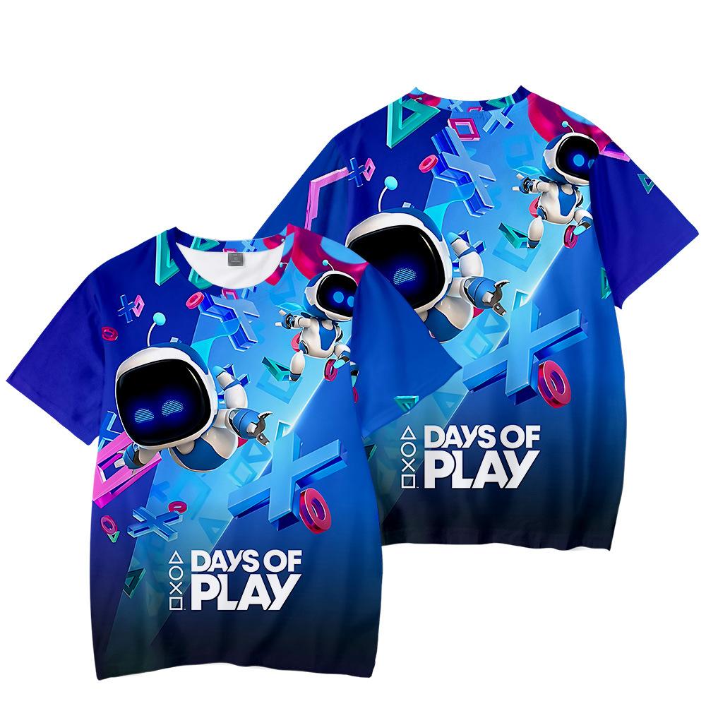 9 Farben Astro Bot Anime Damen Herren T-Shirts Cartoon Druck Rundhals Oversize Kurze Ärmel Mode Herrenbekleidung Streetwear