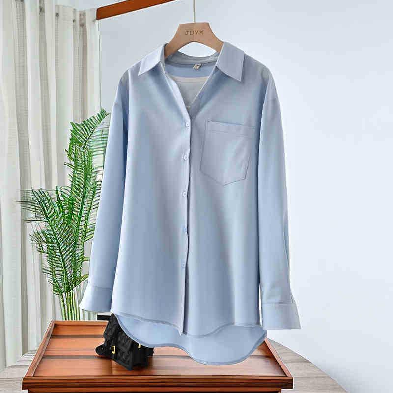 Women's White Non-Iron Wrinkle-Free Shirt Jacket - Plus Size, Loose Fit, Simple Commute Style for Spring and Autumn 2026