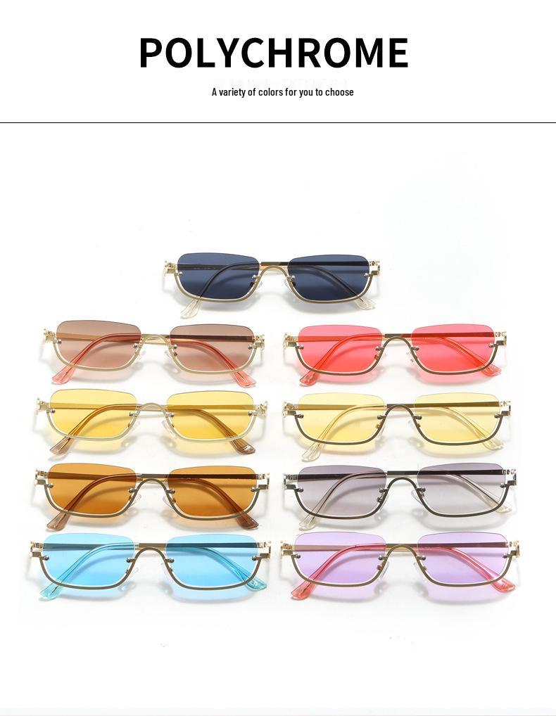 High-End Semi-Rimless Square Sunglasses – Trendy Unisex Sunscreen Shades