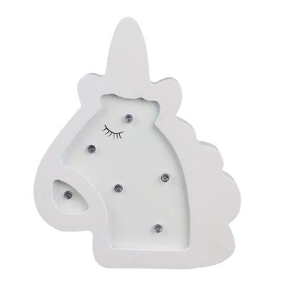 [Q4775] - Luminous Wooden Decoration 'Unicorn My Unicorn' White - 13.5x13 Cm