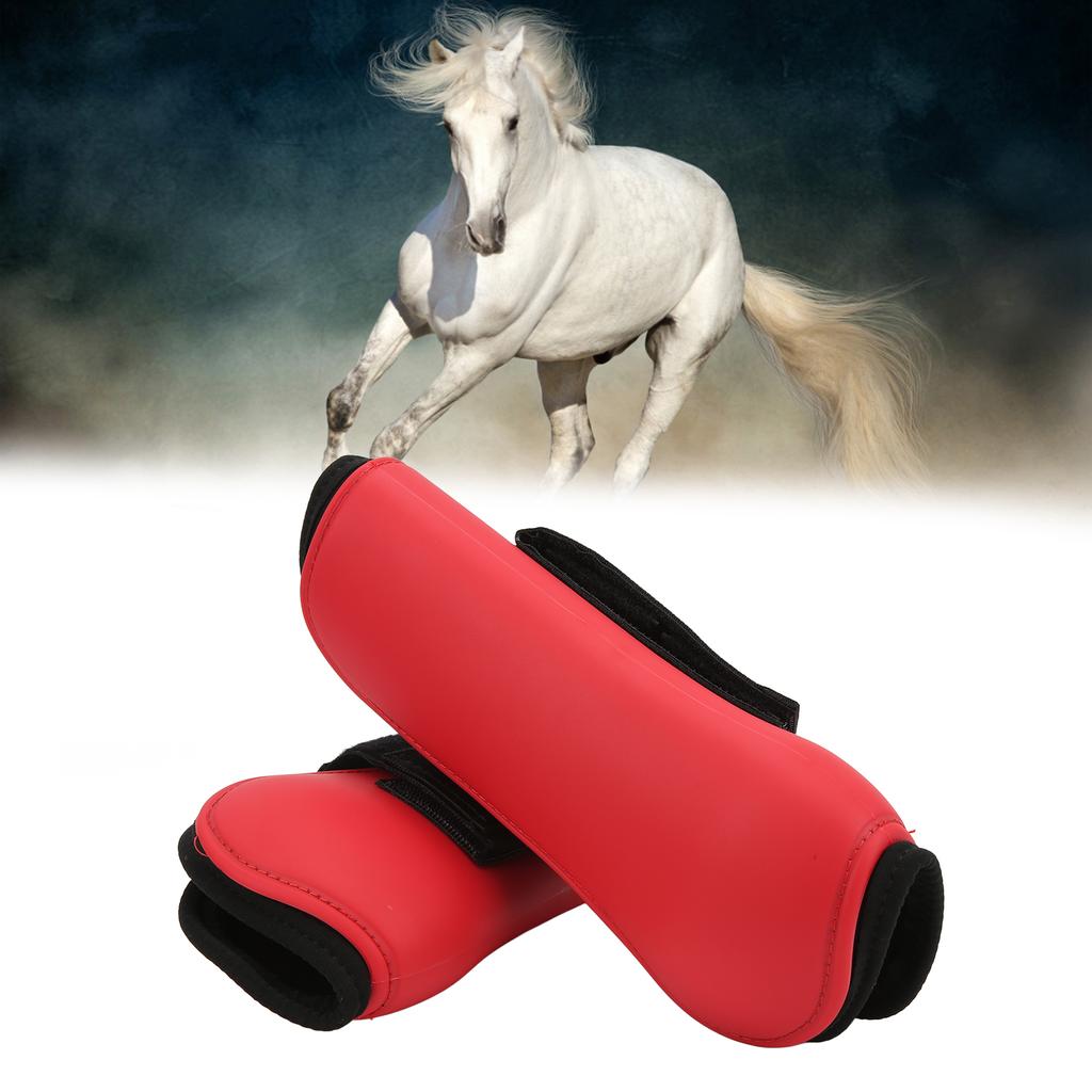 Horse Sport Boots PU Shell Horse Front Leg Boots with Elastic Cushion for Horse Jumping TrainingRed