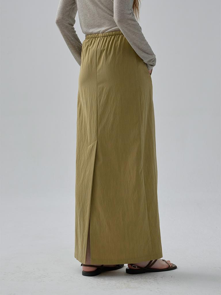 MOAT Pigment String Maxi Skirt (Olive Green)