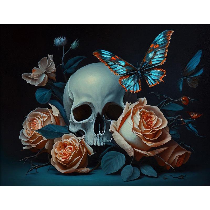 

Botanical Skull Gothic Skeleton Portrait Posters and Prints Canvas Printing Wall Art Picture for Living Room Home Decoration 21cm×30cm NoFrame