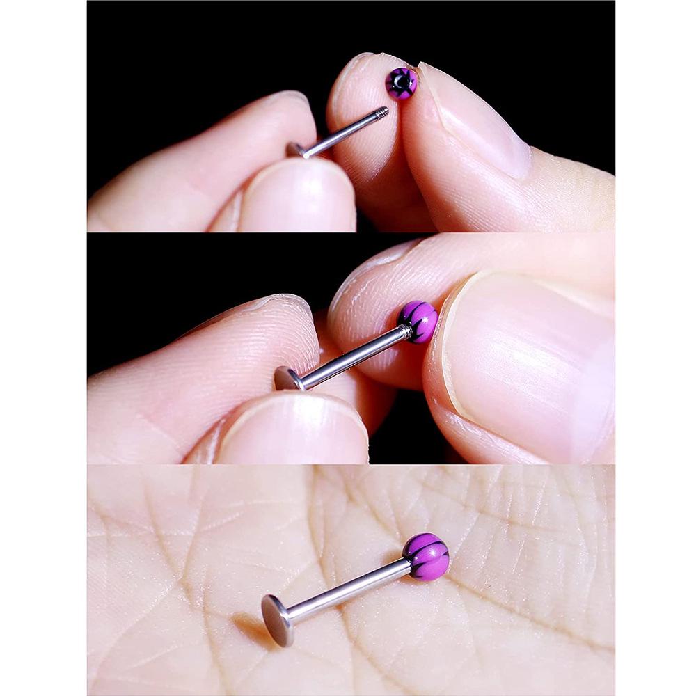 110-Piece Mixed Color Piercing Jewelry Set: Acrylic Tongue, Nose, Eyebrow, and Lip Studs