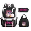 Animation Cartoon Printing Student Schoolbag Three-Piece Set Campus Trend Men And Women Versatile Casual Backpack Large Capacity
