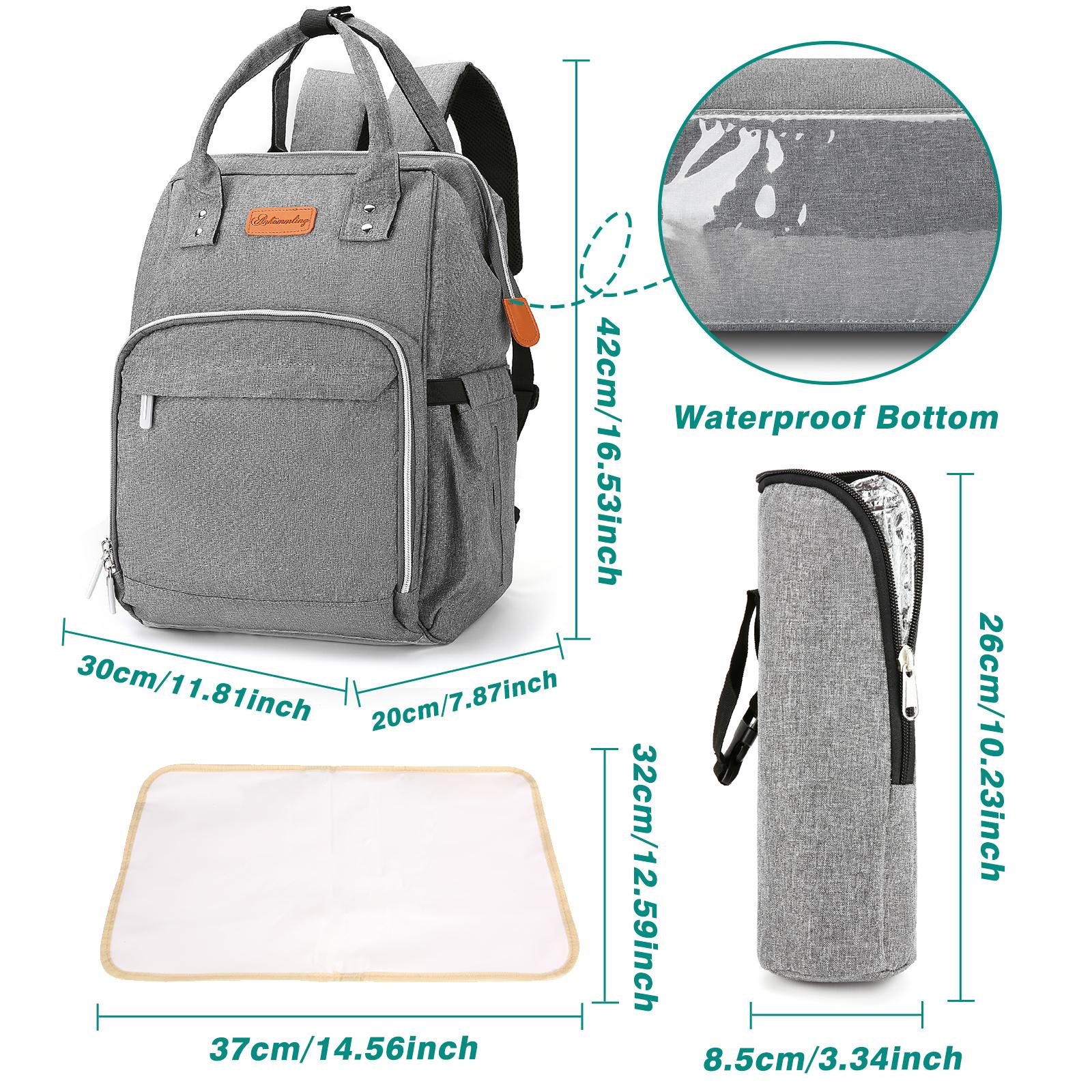 JOSEKO Sac à dos à langer pour bébé, sac à dos à couches de grande capacité  avec port USB pour maman et papa