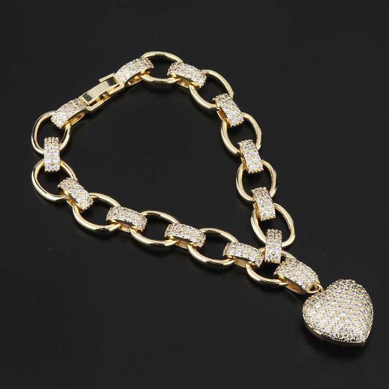 

Ювелирная подвеска Слегка инкрустированное сердце Ожерелье Браслет Темпераментный женский набор из двух предметов