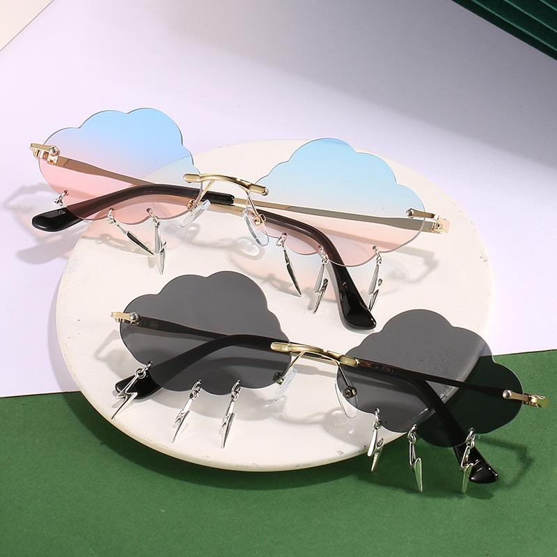 Cloud sunglasses two-color fashion cloud lightning shape irregular glasses frameless decorative party sunglasses